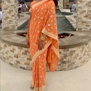 Orange Pre-Stitched Saree
